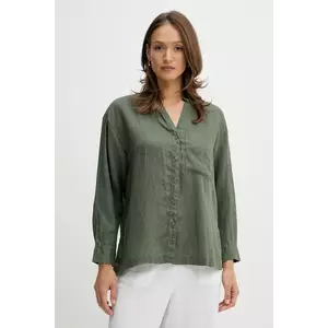 United Colors of Benetton cămașă de in culoarea verde, relaxed, 5BMLDQ0BA imagine