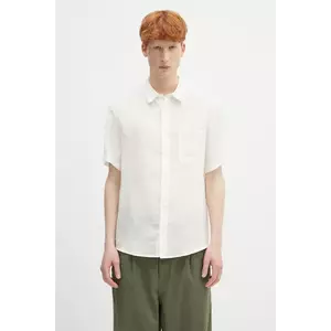 A.P.C. cămașă de in chemisette bellini logo bărbați, culoarea alb, cu guler clasic, relaxed, LIAEK.H12551 imagine