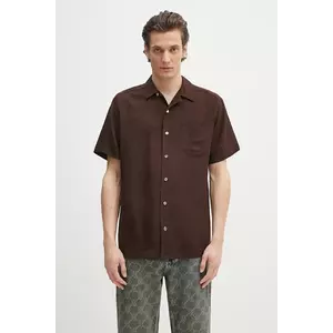 A.P.C. cămașă din amestec de in chemisette roy bărbați, culoarea maro, relaxed, VIALV.H12608 imagine