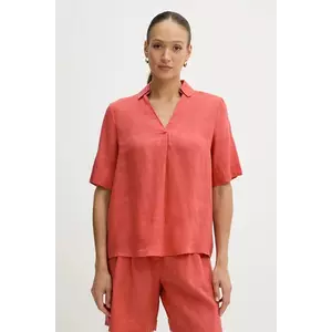 United Colors of Benetton bluză din in culoarea rosu, uni, 5BMLDQ0B6 imagine