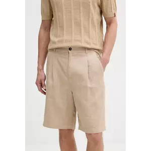 United Colors of Benetton pantaloni scurți din in culoarea bej, 43B3U9010 imagine
