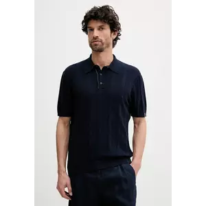 United Colors of Benetton tricou polo din in culoarea bleumarin, uni, 115GK301G imagine