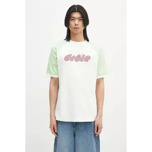 Drôle de Monsieur tricou din bumbac Le T-Shirt Drule Tennis barbati, culoarea alb, cu imprimeu, G-TS247-CO002-OW imagine