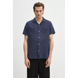 Barbour cămașă din bumbac Barbour Benson Textured Relaxed Fit S/S Shirt culoarea bleumarin, relaxed, MSH5613 imagine