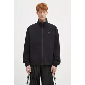 adidas Originals hanorac de bumbac Essentials Seersucker Track Top culoarea negru, uni, JD2458 imagine