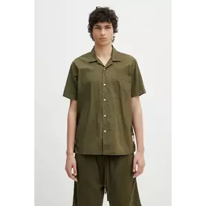 Barbour cămașă din bumbac Barbour Holywell Poplin S/S Relaxed Fit Shirt culoarea verde, cu guler clasic, relaxed, MSH5603 imagine