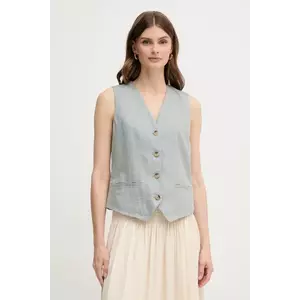 United Colors of Benetton vestă de in culoarea bej, un singur rand de nasturi imagine