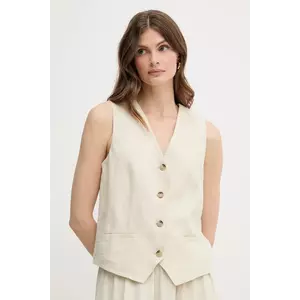 United Colors of Benetton vestă de in culoarea bej, un singur rand de nasturi imagine