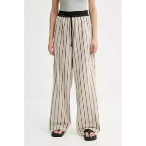 MMC STUDIO pantaloni culoarea bej, drept, high waist, NABIL.NEO imagine