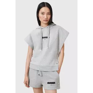 AllSaints bluză SORRI culoarea gri, cu glugă, cu imprimeu, W093JC imagine