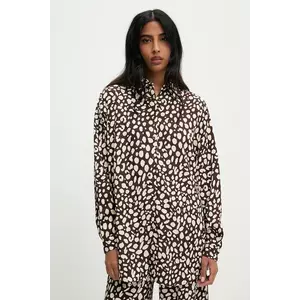 Answear Lab cămașă culoarea maro, cu guler clasic, relaxed imagine