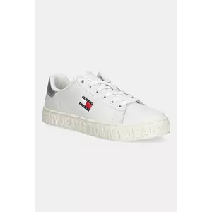 Tommy Jeans sneakers din piele TJW LOGO SNEAKER ESS culoarea alb, EN0EN02703 imagine
