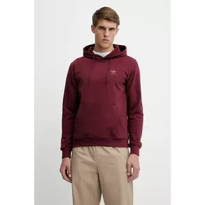 adidas Originals hanorac de bumbac Essential culoarea bordo, cu glugă, uni, JD2409 imagine