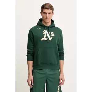 Nike bluză Oakland Athletics culoarea verde, cu glugă, cu imprimeu, NKDK-3EY-FZ-CKX imagine