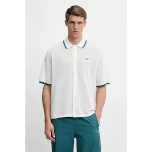 adidas Originals cămașă din bumbac Knitted Shirt culoarea alb, cu guler clasic, relaxed, KC3526 imagine