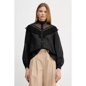 Weekend Max Mara cămașă din bumbac culoarea negru, cu guler stand-up, regular, 2515111013600 imagine