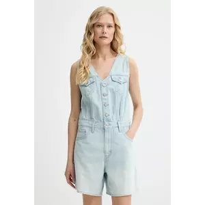 Levi's salopetă din denim VEST ROMPER bumbac, cu decolteu in v, 001WM imagine