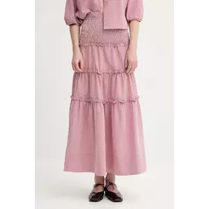 Alohas fustă din bumbac Atenea culoarea roz, maxi, evazati, R100937 imagine