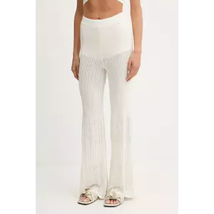 BOSS Orange pantaloni culoarea bej, mulata, high waist, 50535496 imagine