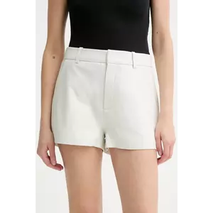 Gestuz pantaloni scurți de piele culoarea alb, uni, high waist, 10910162 imagine