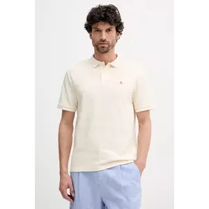 Gant polo de bumbac culoarea bej, uni, 2014025 imagine