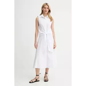 Answear Lab rochie din bumbac culoarea alb, midi, evazată imagine