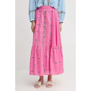 La Petite Française fustă din bumbac JAMAL culoarea roz, maxi, evazată, JAMAL imagine