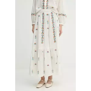 La Petite Française fustă din bumbac JAMAL culoarea bej, maxi, evazată, JAMAL imagine