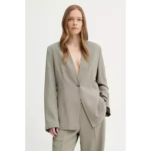 Samsoe Samsoe sacou SAKITRA culoarea verde, un singur rand de nasturi, uni, F25100050 imagine