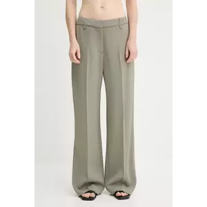 Samsoe Samsoe pantaloni SAESMERALDA culoarea verde, lat, high waist, F25100051 imagine