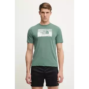 The North Face tricou sport Foundation Abstract culoarea verde, cu imprimeu, NF0A8BQVHCH1 imagine