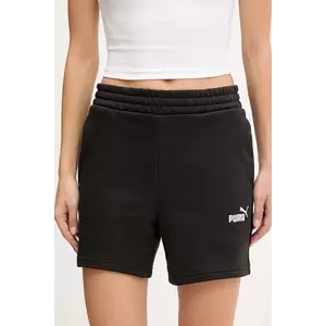 Puma pantaloni scurți culoarea negru, uni, high waist, 682440 imagine