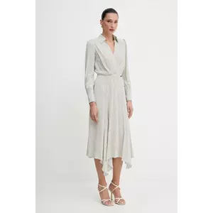 Elisabetta Franchi rochie culoarea bej, midi, evazată, AB86552E2 imagine