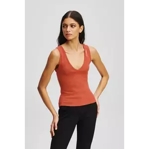 Karl Lagerfeld top din bumbac culoarea portocaliu, A3W17005 imagine