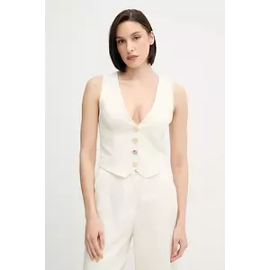 Gaudi vestă cu amestec de in culoarea bej, un singur rand de nasturi, 511FD35007 imagine