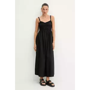 BOSS Orange rochie din bumbac culoarea negru, maxi, evazați, 50537919 imagine