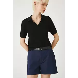 Medicine pantaloni scurti culoarea albastru marin, neted, medium waist imagine