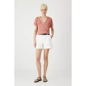 Medicine pantaloni scurti culoarea alb, neted, medium waist imagine