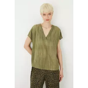 Medicine bluza din amestec de in culoarea verde, neted imagine