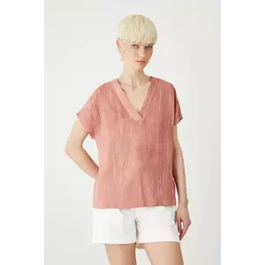 Medicine bluza din amestec de in culoarea portocaliu, neted imagine