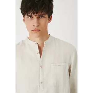 Medicine camasa de in culoarea bej, cu guler stand-up, regular imagine