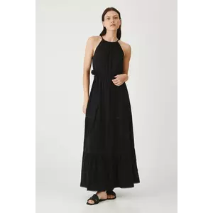 Medicine rochie din amestec de in culoarea negru, maxi, evazată imagine