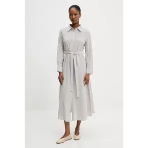 Answear Lab rochie din in culoarea maro, midi, evazată imagine