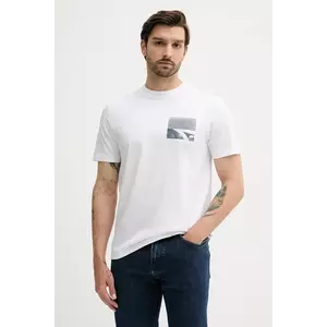 BOSS Orange tricou din bumbac culoarea alb, cu imprimeu, 50546920 imagine