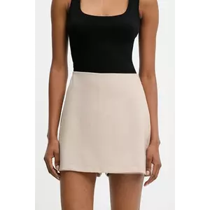 Answear Lab fustă pantaloni culoarea bej, melanj, high waist imagine