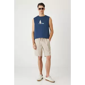 Medicine pantaloni scurti din in culoarea bej, melanj imagine