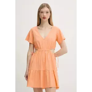 Rip Curl rochie din bumbac CALA VADELLA culoarea portocaliu, mini, evazată, 06UWDR imagine