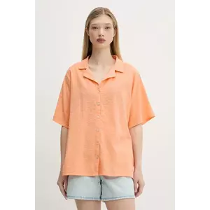 Rip Curl cămașă din bumbac CALA VADELLA culoarea portocaliu, cu guler clasic, relaxed, 05FWSH imagine
