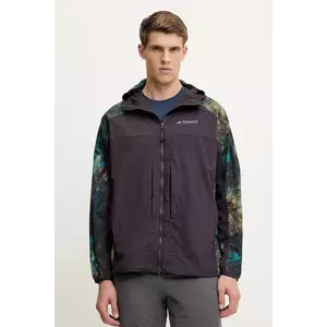 adidas TERREX jachetă de exterior x National Geographic culoarea violet, de tranzitie, oversize, JD5839 imagine