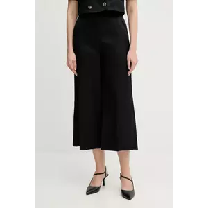 Gaudi pantaloni din amestec de in culoarea negru, drept, high waist, 511FD25009 imagine